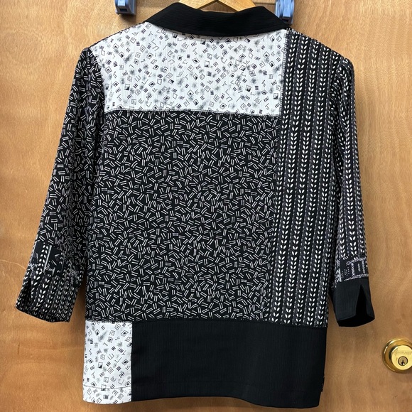 B&W funky patchwork button down, 10P - Picture 2 of 12